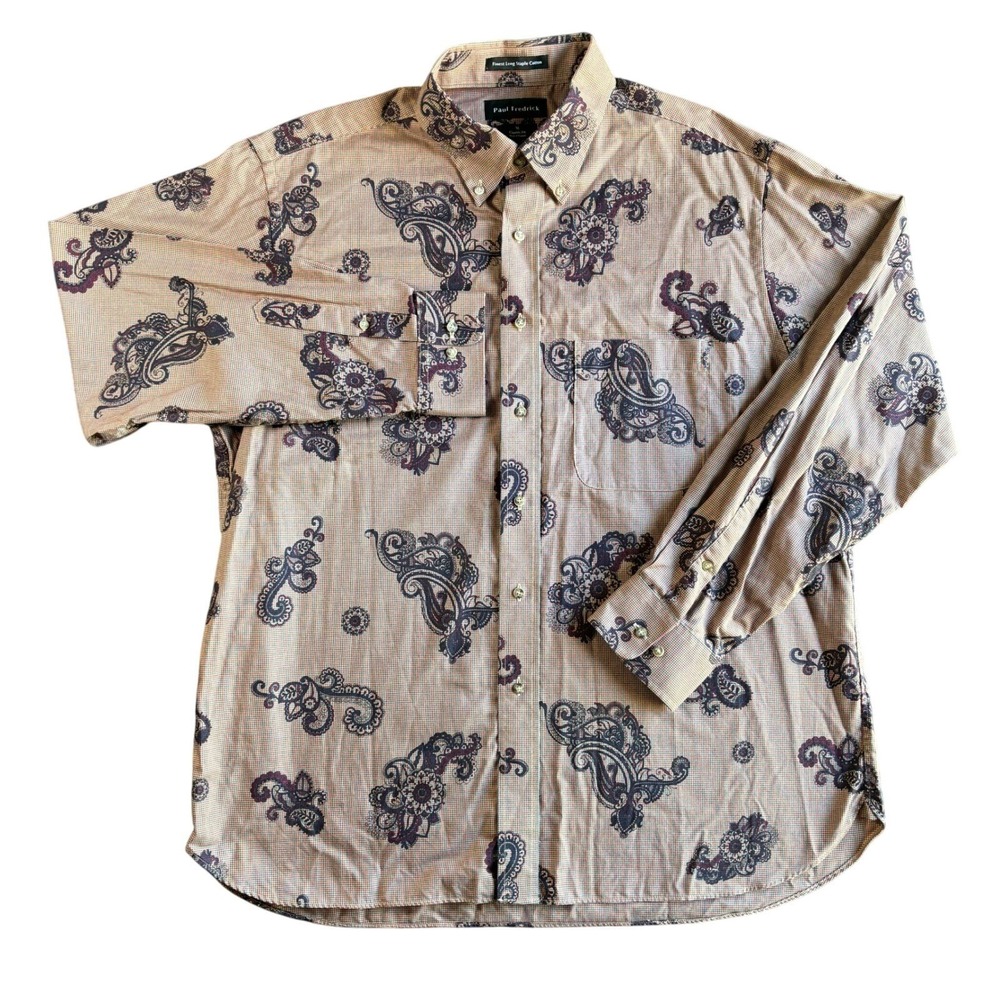 Paul Fredrick XL‎ Classic Fit Long Sleeve Button Down Paisley Cotton Shirt